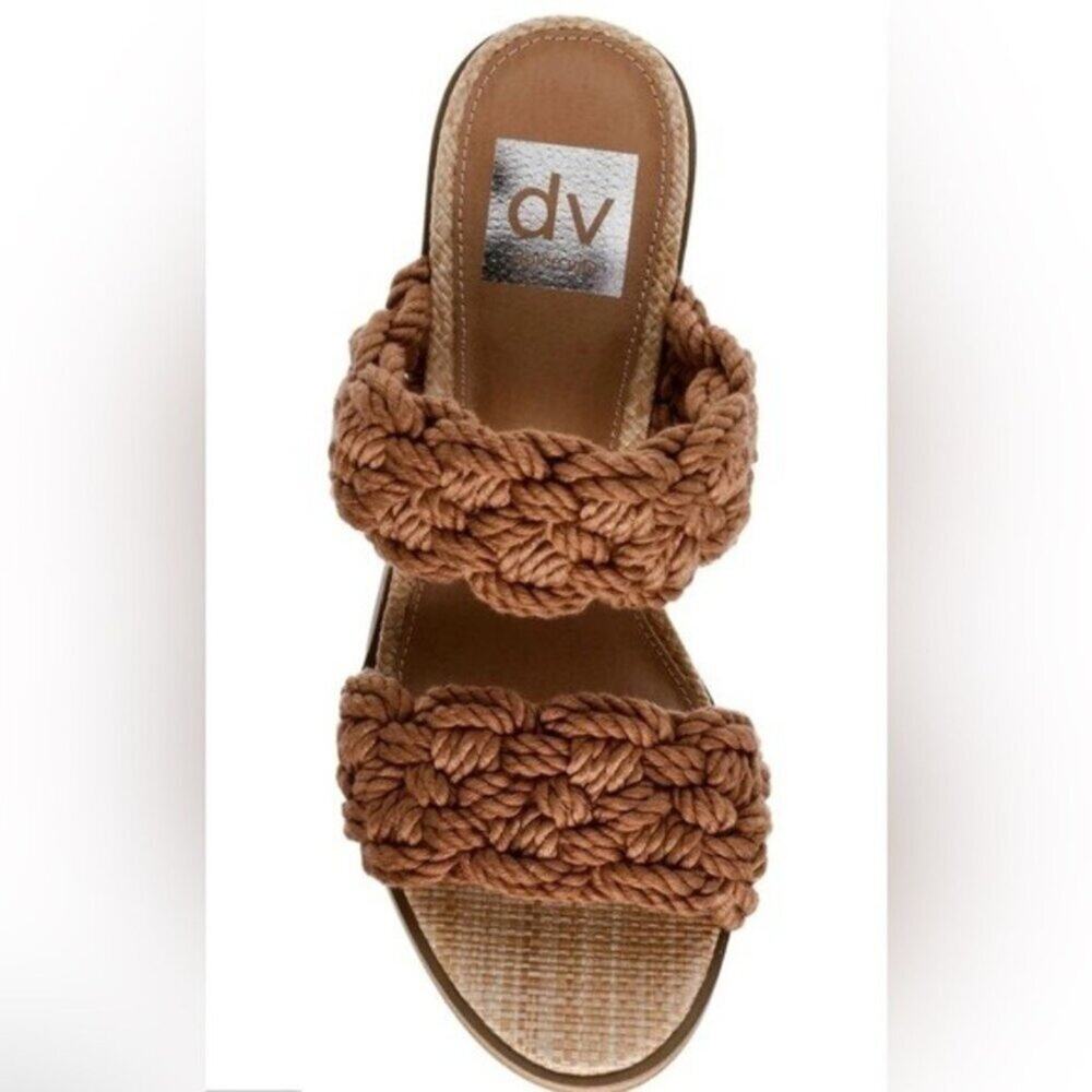 DV Dolce Vita Women Toffee Brown Woven Slip On Block Heel Sandals Size 10 NWOT - Picture 4 of 12